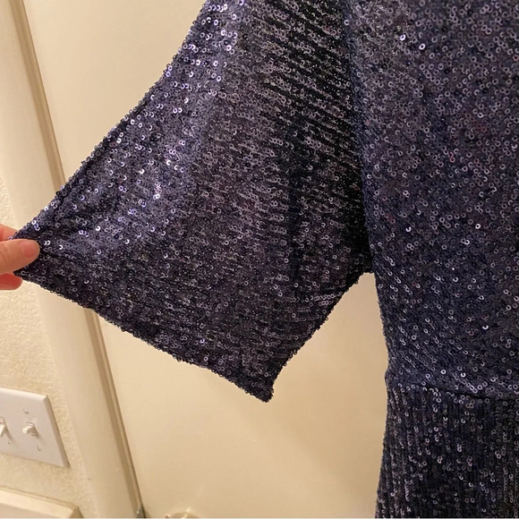Lulus Navy Blue Sequin Faux-Wrap Mini Dress XS Great for New Years Eve - Picture 4 of 10